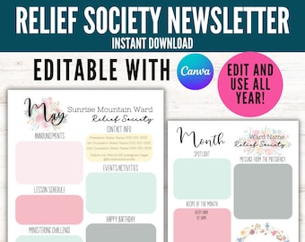 Rs Newsletter, RS Newsletter Template, Young Women Newsletter, Relief Society Newsletter, LDS Rs, Rs Newsletter, 2024 Rs Newsletter Template