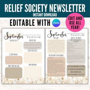 Bulletin d&#39;information sur les RS, Modèle de newsletter sur les RS, Bulletin des jeunes filles, Bulletin de la Société de Secours, LDS RS, Bulletin sur les RS, Modèle de newsletter sur les RS 2024
