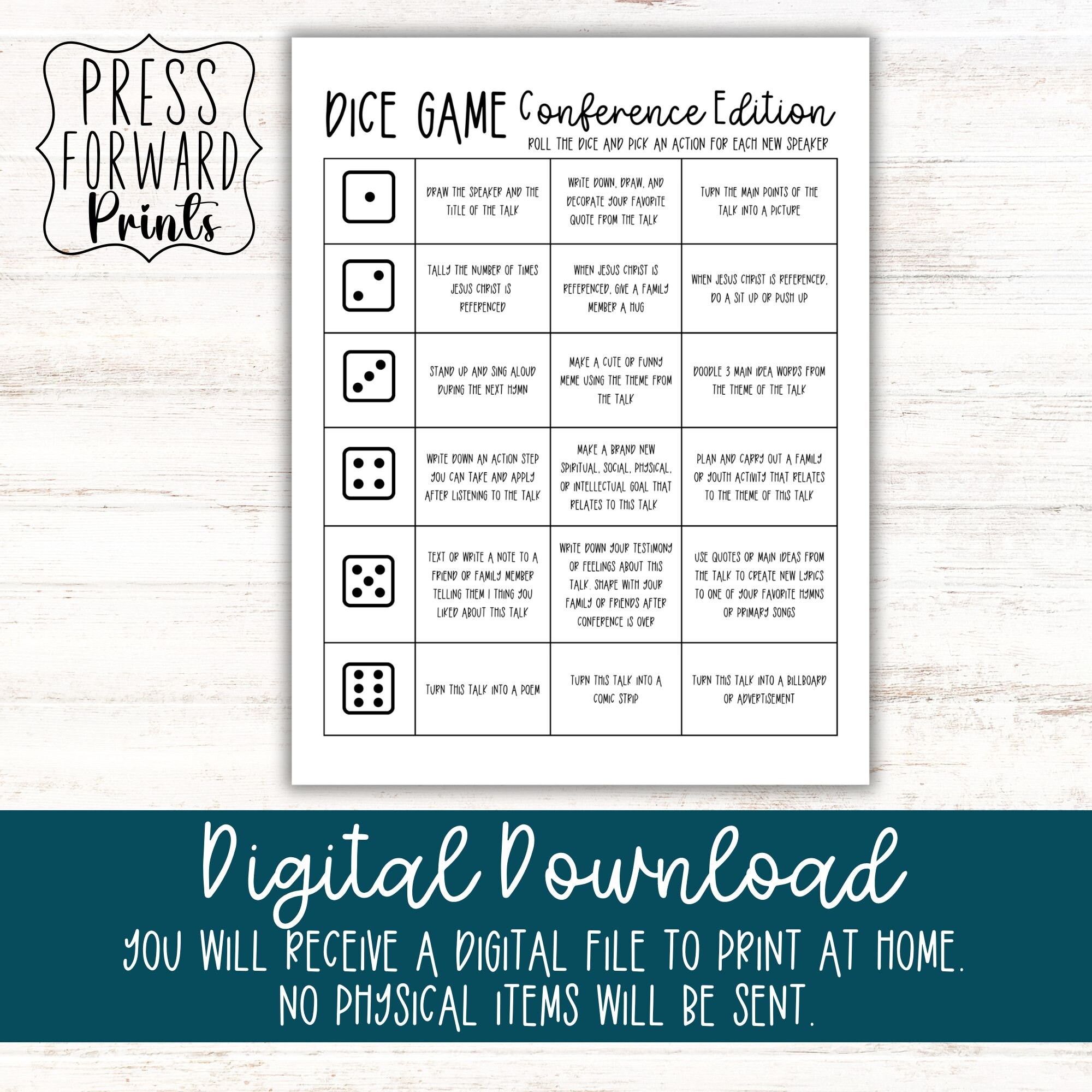 General Conference Youth Packet: Bingo, Games, Activities (PDF Download ...