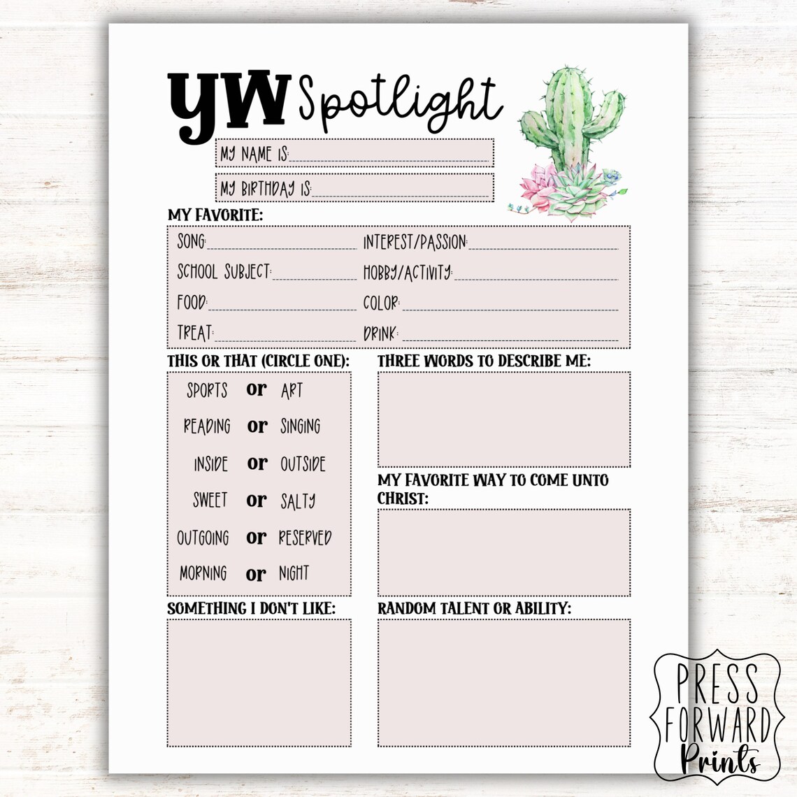 YW Spotlight, YW Spotlight 2024, Yw 2024, Yw Handout, LDS Youth Theme ...