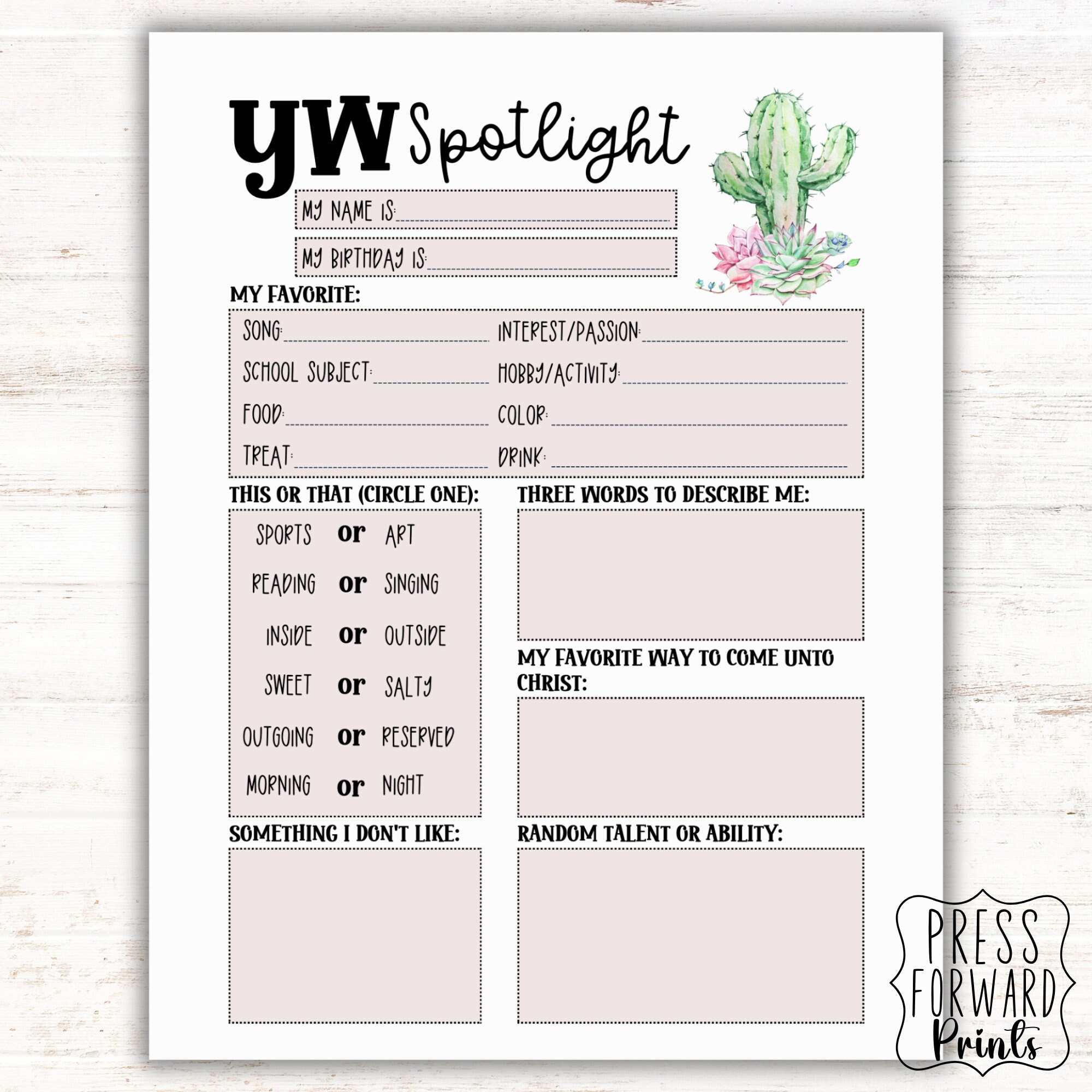 YW Spotlight, YW Spotlight 2024, Yw 2024, Yw Handout, LDS Youth Theme ...