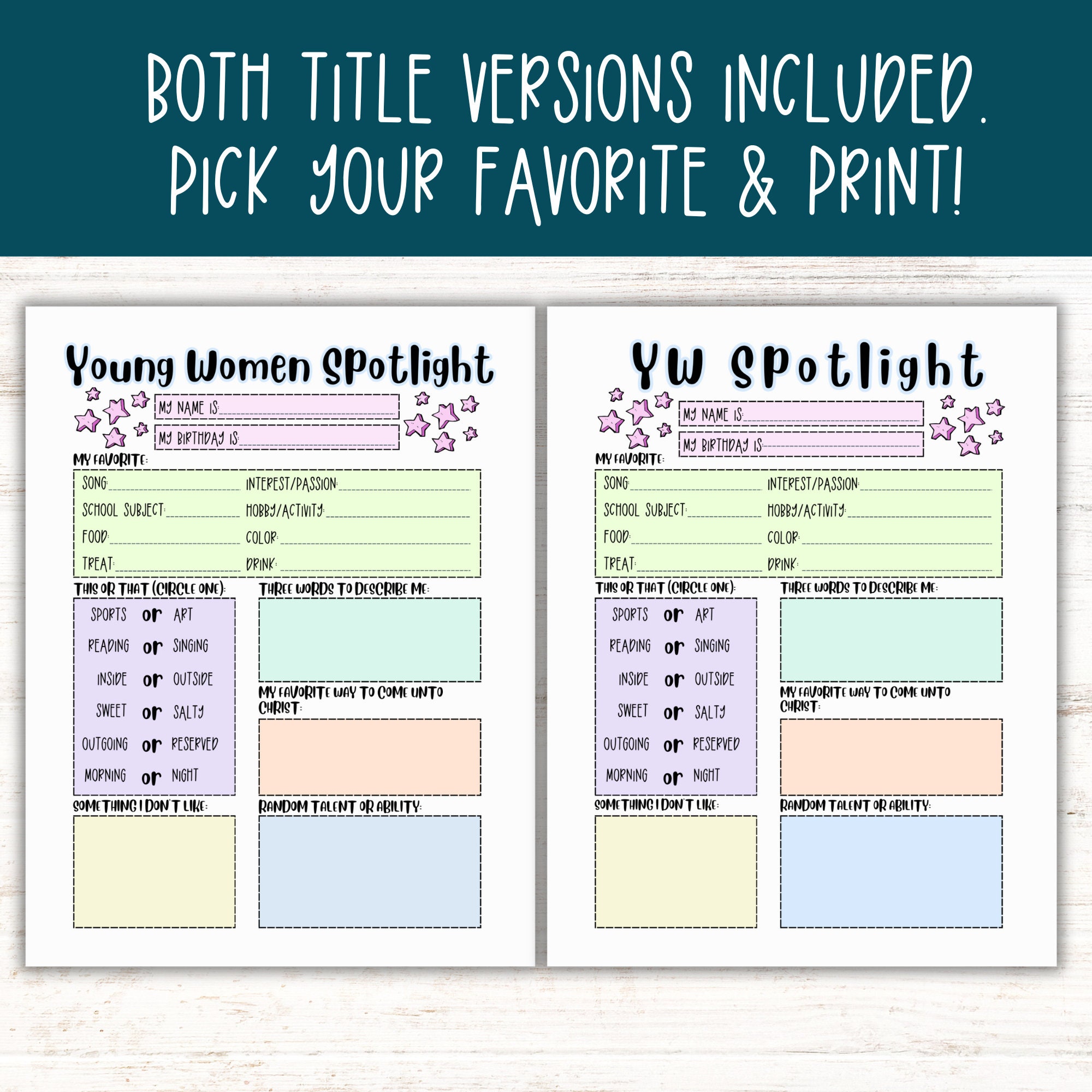 YW Spotlight, YW Spotlight 2024, Yw 2024, Yw Handout, LDS Youth Theme