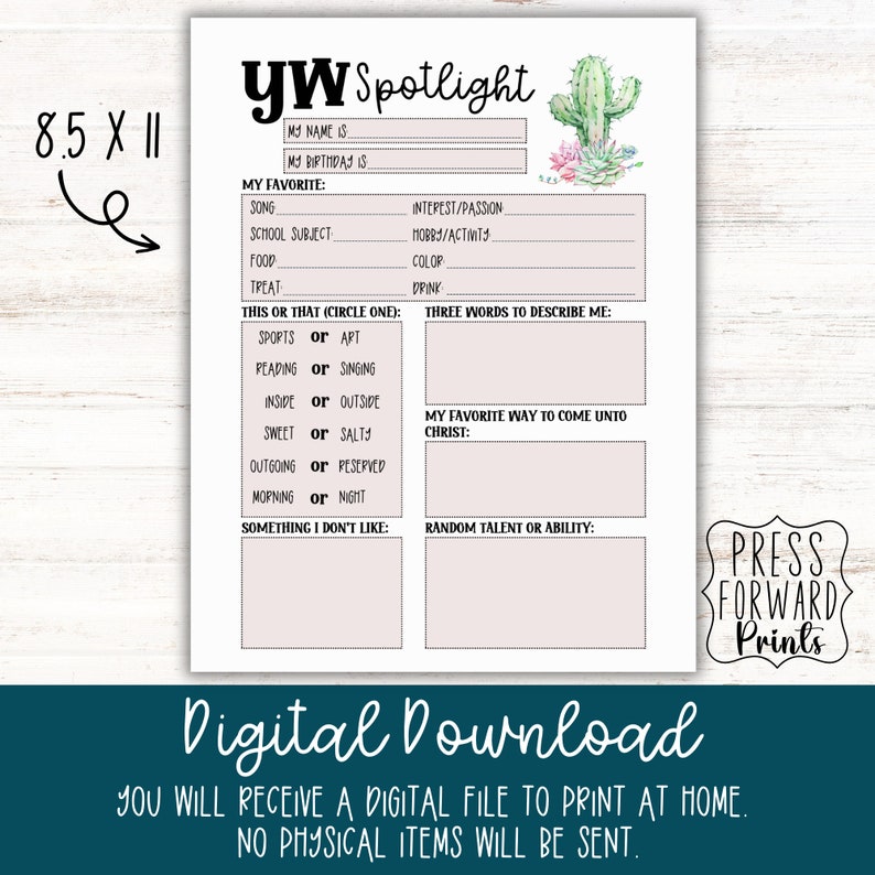 YW Spotlight, YW Spotlight 2024, Yw 2024, Yw Handout, LDS Youth Theme ...