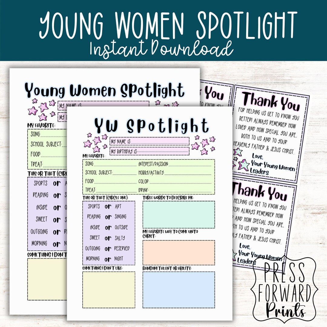 YW Spotlight, YW Spotlight 2024, Yw 2024, Yw Handout, LDS Youth Theme