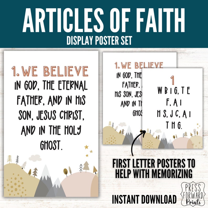 Articles of Faith Poster Set: LDS Primary Printable (digital Download ...