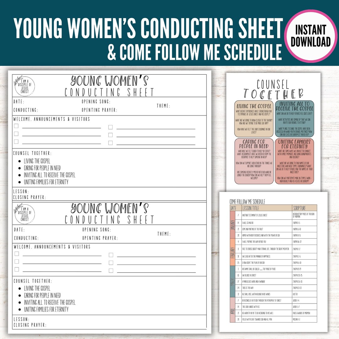 YW Conducting Sheet, YW Sunday Conducting, Come Follow Me 2024, Come
