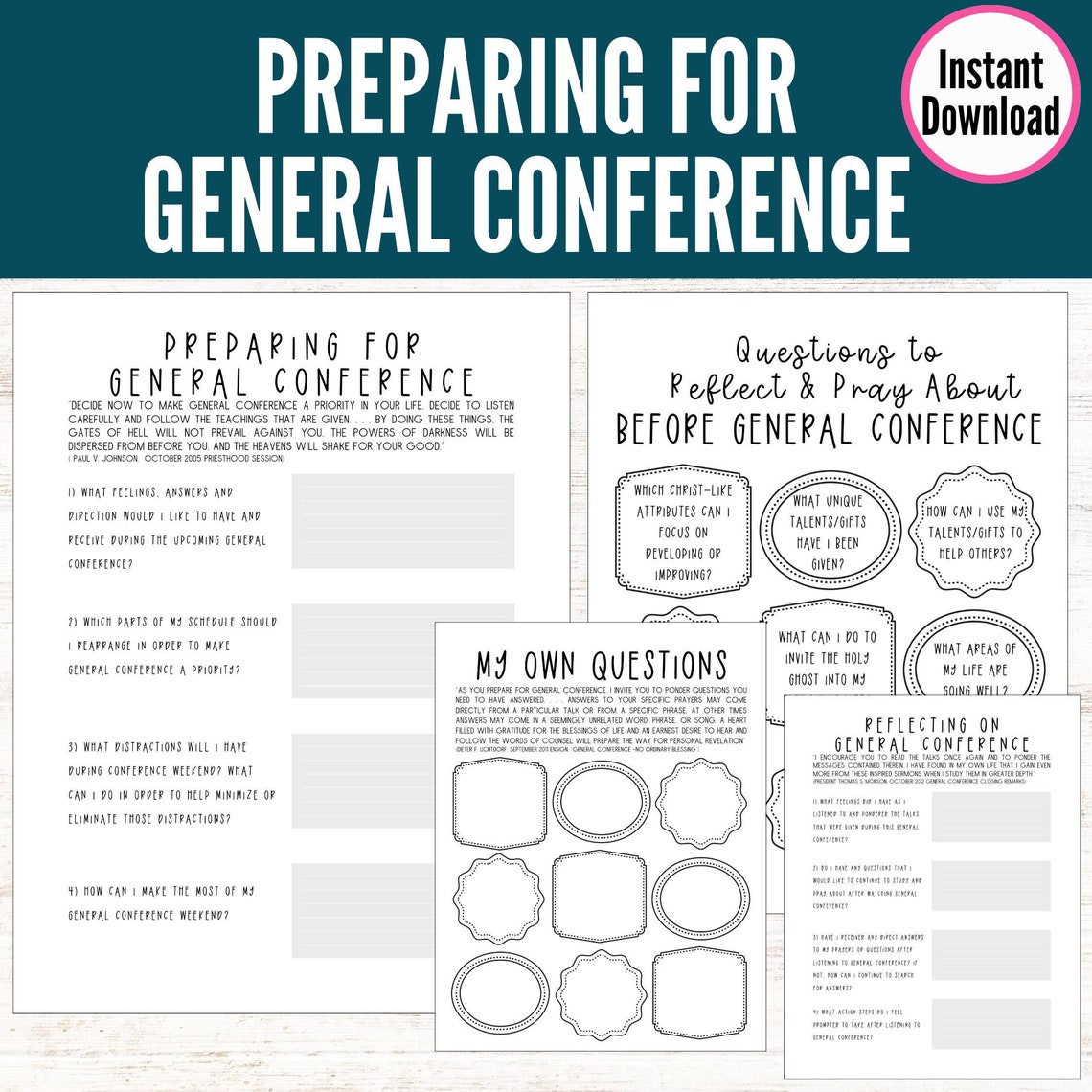 General Conference Packet: Bingo, Reflection, Notes (PDF Download) - Etsy