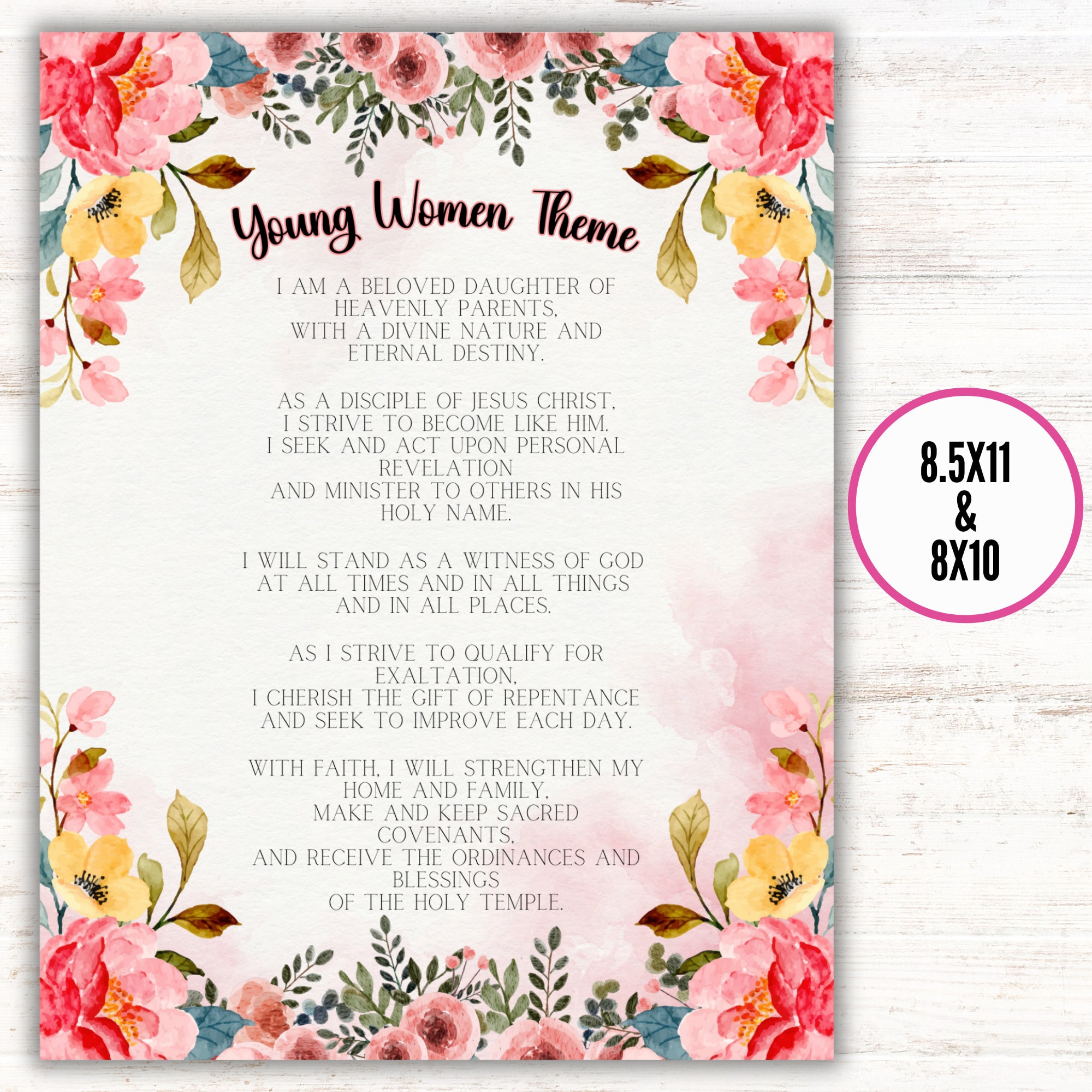 New YW Theme 2024, LDS Young Women Theme Bookmark,2024 I Am a Disciple ...