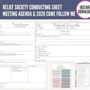 Relief Society Conducting Sheet: Meeting Agenda & 2026 Schedule (PDF)