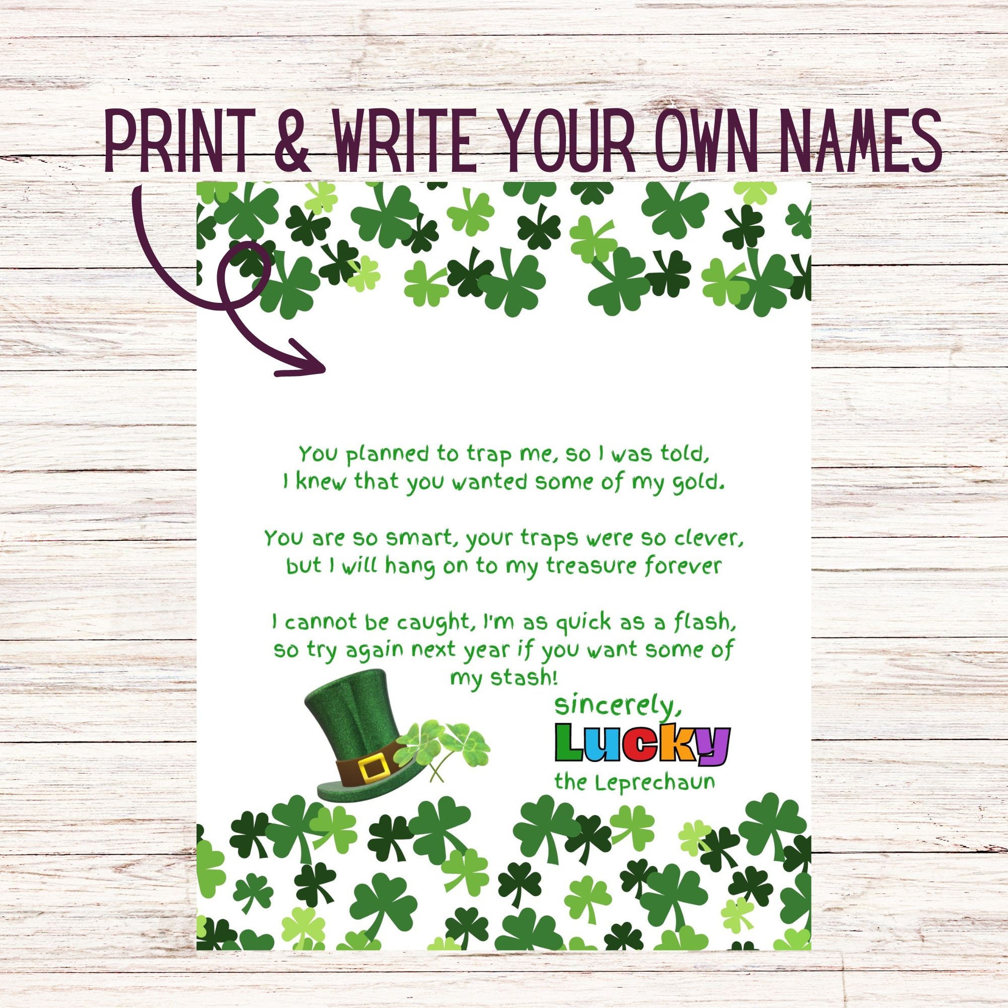 Leprechaun Note Leprechaun Note for Kids Leprechaun Note - Etsy