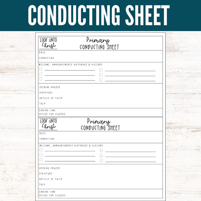 Primary Conducting Sheet, Primary Presidency, LDS Primary Presidency ...