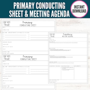 Primary Conducting Sheet, Primary Presidency, LDS Primary Presidency Primary 2025 Primary Presidency Binder Come Follow Me 2025 CFM Schedule
