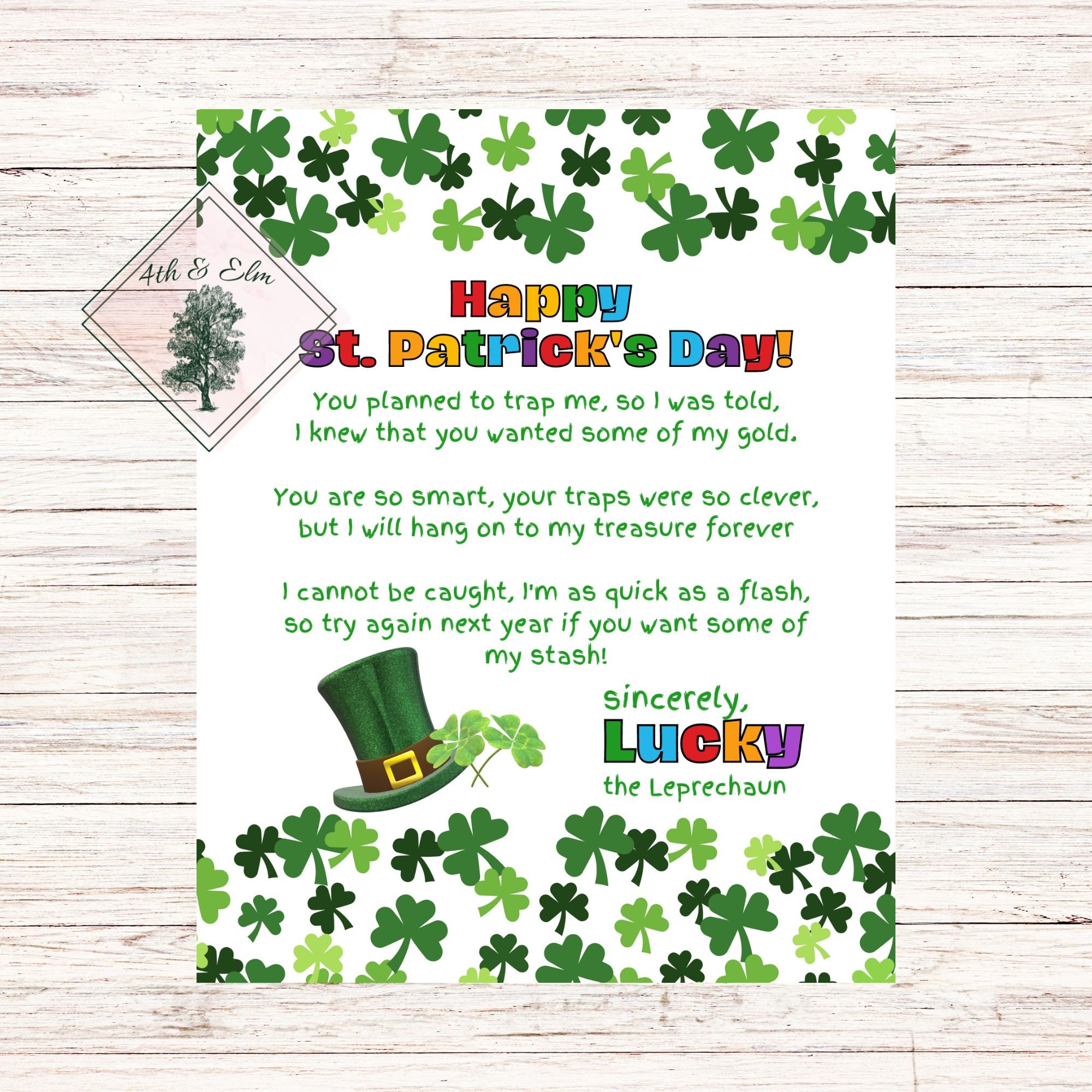 Leprechaun Note Leprechaun Note for Kids Leprechaun Note - Etsy