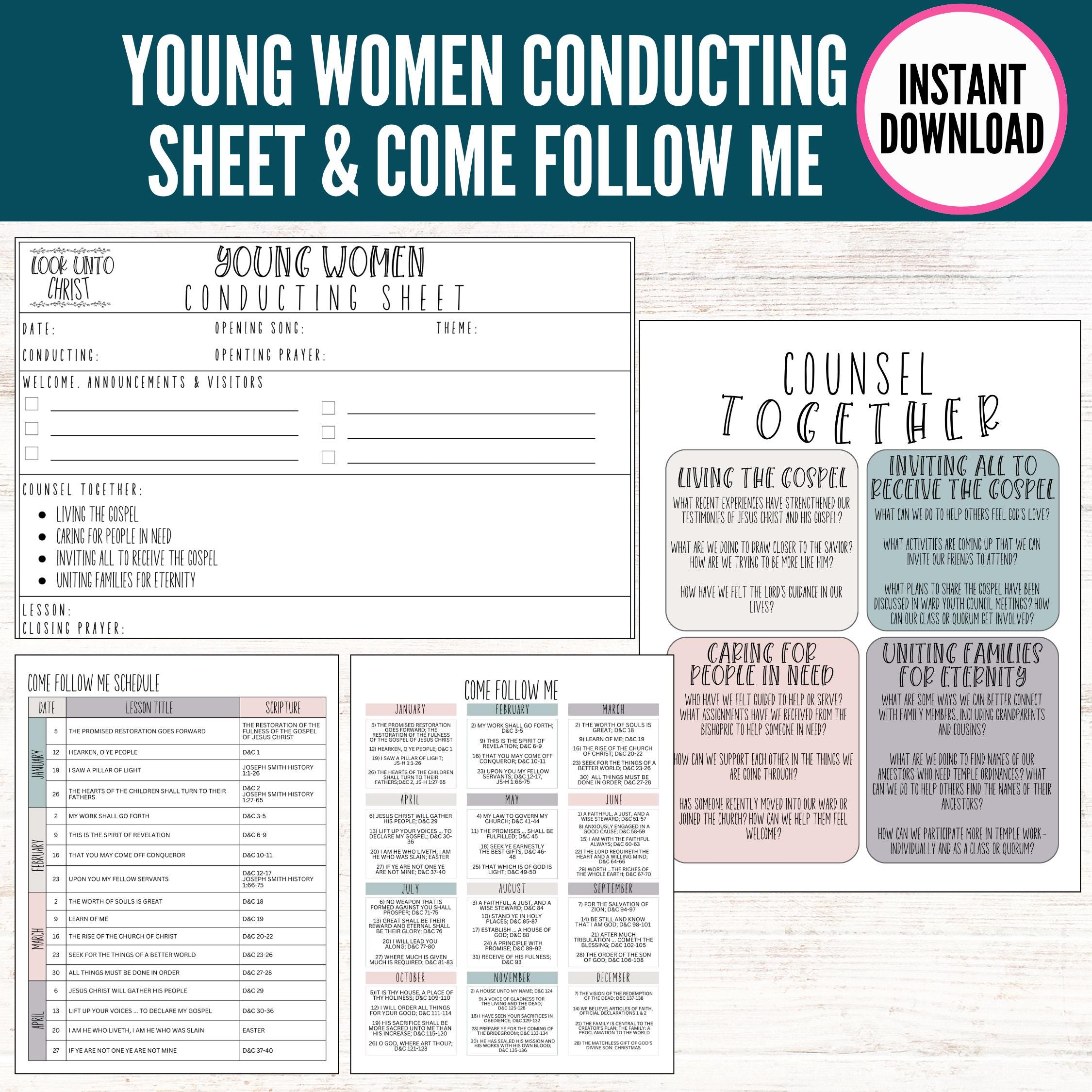 2025 YW Conducting Sheet & Come Follow Me Schedule (PDF Download