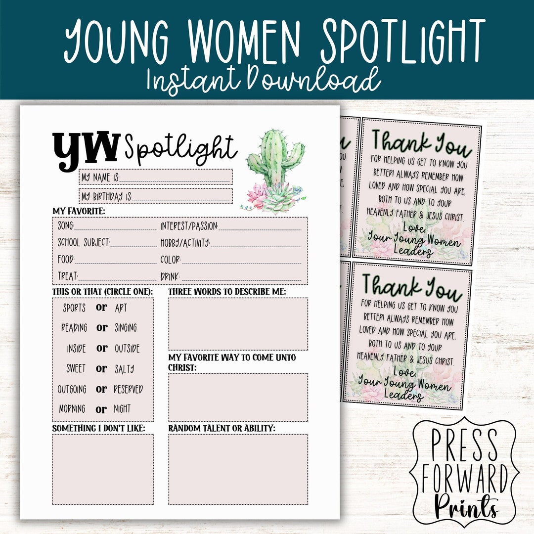 YW Spotlight, YW Spotlight 2024, Yw 2024, Yw Handout, LDS Youth Theme