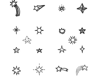 Cute Stars SVG Bundle, PNG, Hand drawn star cut files, Stars Vector, Sky Svg, Celestial Night Sky Svg, Sparkle Star Svg, Silhouette, Clipart