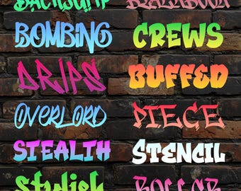 12 Graffiti Fonts Bundle #1 SVG, PNG, TTF, Urban Fonts, Letters and Numbers, Alphabet Svg, cut files Cricut, Silhouette, Cameo, Canva