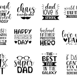 Father&#39;s Day SVG Bundle, PNG, Fathers Day Quotes, Funny Dad Jokes, Dad Svg, Dad Life Svg, Silhouette, cut files for Cricut