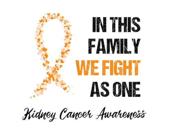 Kidney Cancer SVG, PNG, 2 Variants, cut files for Cricut, Silhouette, Cameo, In This Family We Fight As One, Orange Ribbon Svg