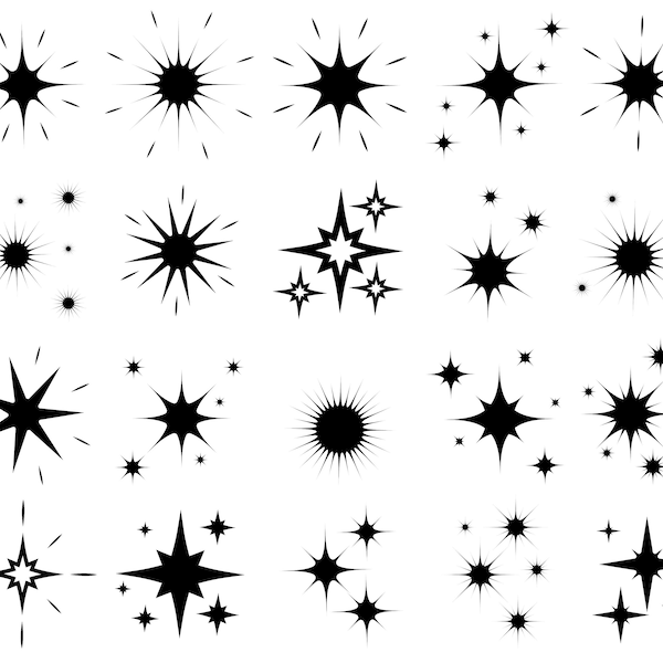 Stars SVG Bundle, PNG, Sparkle cut files, Stars Vector, Sky Svg, Celestial Night Sky Svg, Silhouette, Clipart, Christmas Svg