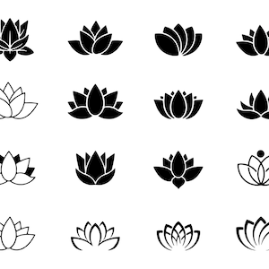 Lotus Flower SVG Bundle, PNG, Lotus Flower file tagliati per Cricut, Silhouette, Lotus Clipart, Mandala Svg, Digital Download