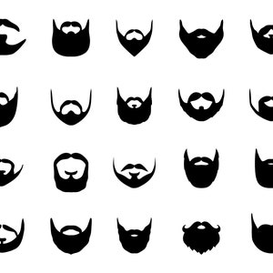 Beard SVG Bundle, PNG - Beard Silhouette, Mustache Svg, Hipster Svg, Barber Svg, Cut files for Cricut & Silhouette