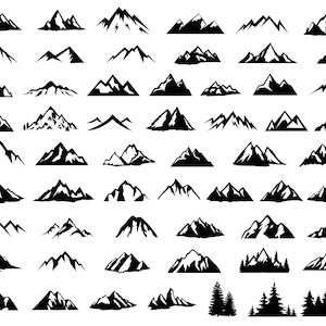 Mountain SVG Bundle, PNG, Montagne Svg, Outdoor Svg, Nature Svg, Pine Tree Svg, Pine Trees Svg, taglia file per Cricut, Silhouette