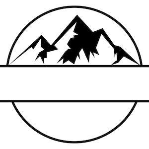Berg Monogramm SVG, PNG - Kreis Rahmen SVG, Split Name Rahmen SVG, Outdoors SVG, Berge SVG, geschnittene Dateien für Cricut & Silhouette