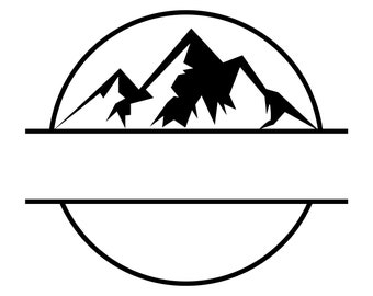 Mountain Monogram SVG, PNG - Circle Frame Svg, Split Name Frame Svg, Outdoors Svg, Mountains Svg, Cut Files For Cricut & Silhouette