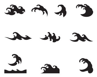 Våg SVG, PNG-paket - Ocean Wave Svg, Vågor Svg, Strand Svg, Ocean Svg, Vatten Svg, Klippfiler för Cricut och Silhouette - Vektor