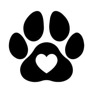 Chien coeur patte SVG, PNG - patte Svg, empreinte de patte de chien, imprimé Animal, chien Clipart - couper des fichiers pour Cricut & Silhouette - vinyle, décalcomanie, autocollant