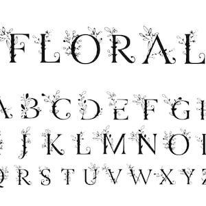 Alfabeto floral SVG, PNG, Alfabeto de flores Svg, Monograma Svg, Floral Wedding Svg, arquivos de corte para Cricut, Silhueta