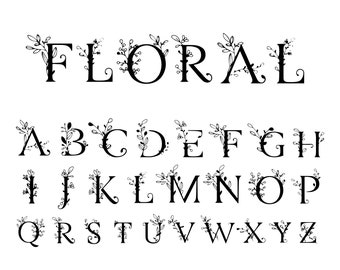 Floral Alphabet SVG, PNG, Flower Alphabet Svg, Monogram Svg, Floral Wedding Svg, cut files for Cricut, Silhouette