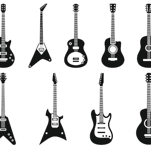 Elektrische gitaar SVG Bundel, Elektrische Gitaren Svg, Png, Muziekinstrument Svg, Elektrische Gitaar Clipart, Cricut, Silhouet, Cameo