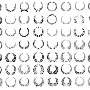 Pacote SVG de coroa de louros, PNG, arquivos de corte para Cricut, silhueta, coroa de flores desenhada à mão Svg, louro SVG, louro clipart, Natal Svg