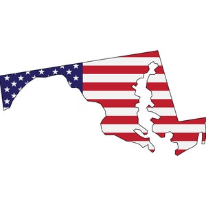 Maryland Flag Map SVG, PNG - American Flag Svg, Maryland Outline Svg, Maryland Silhouette - Cut file for Cricut, Silhouette, Clip art