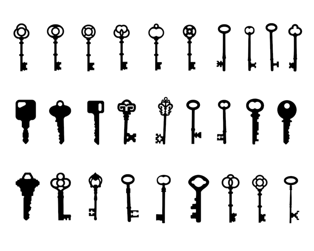 Vintage Key SVG Bundle, Vintage Key Clip Art, Vintage Key SVG, PNG, Cut ...