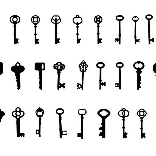 Vintage Key SVG Bundle, Vintage Key Clip art, Vintage Key SVG, PNG, cut file Cricut, Silhouette, Cameo, Door key Svg