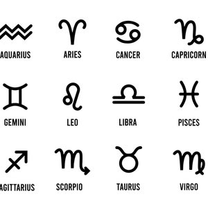 Zodiac SVG Bundel, Sterrenbeelden SVG, PNG, Astrologie Svg, Sterrenbeeld Svg, Horoscoop, gesneden bestanden voor Cricut, Silhouet, Cameo, Clipart