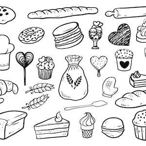 Panadería SVG Bundle, PNG, Bread Svg, Cake Svg, Cupcake Svg, Donut Svg, Icecream Svg, archivos cortados para Cricut, Silhouette, Cameo