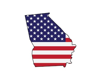 Georgia Flag Map SVG, PNG - American Flag Svg, Georgia Outline Svg, Georgia Silhouette - Cut file for Cricut, Silhouette, Clip art