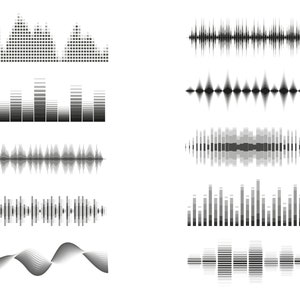 Forme d'onda SVG, PNG Bundle, Waveform Svg, Music Svg, Audiowave Svg, Audio Svg, Sound Wave Svg, Equalizzatore Svg, Segnale Oscilloscopio, Grafico