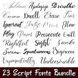 23 Script Font Bundle #2 SVG, PNG, TTF, Alphabet Svg, Cursive, Wedding Font, Calligraphy Font Bundle, Elegant Fonts, Cricut Fonts