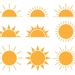 Sunshine SVG Bundle, PNG, Sun cut file, Sun clipart, Summer SVG, Cricut, Silhouette, Cameo, Glowforge, Half Sun Svg