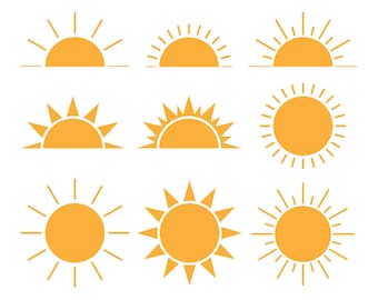 Sunshine SVG Bundle, PNG, Sun Clipart, Sommer SVG, Cricut, Silhouette, Cameo, Glowforge, Half Sun Svg