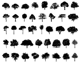 Tree Silhouette SVG Bundle, Oak Tree Svg, Png, Tree cut files for Cricut, Silhouette, Cameo, Tree Clipart