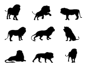 Lion SVG Bundle, PNG, Lion Silhouette, Lion Clipart, cut file for Cricut, Cameo, Vector, Wildlife SVG