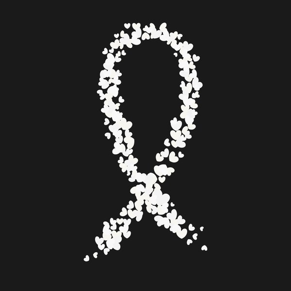 White, Pearl Ribbon SVG, PNG - Lung Cancer, cut file Cricut, Silhouette, Cameo