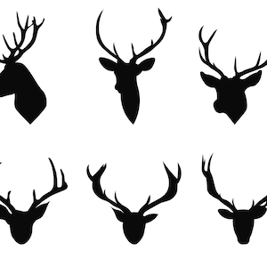 Hertenkop SVG Bundel, PNG, Hertenjacht Svg, Jacht Clipart, gesneden bestand voor Cricut, Silhouet, Cameo, Vector, Hertengeweien Svg