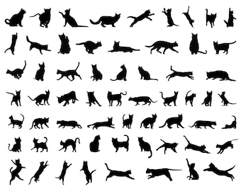 Cat Silhouette SVG, PNG, Cats Svg, Cut files Cricut, Silhouette, Cameo, Kitty Svg, Cat Design, Pet Silhouette - Instant Download